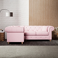 Everett Corner Sofa LH Pink Walnut Feet from Roseland Furniture