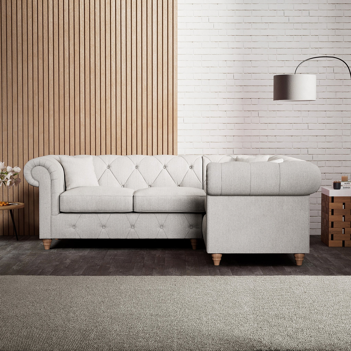 Everett Corner Sofa RH Ash Walnut Feet from Roseland Furniture