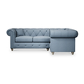 Everett Corner Sofa RH Deep Blue Washed Oak Feet from Roseland Furniture