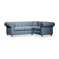 Everett Corner Sofa RH Deep Blue Walnut Feet from Roseland Furniture