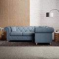 Everett Corner Sofa RH Deep Blue Walnut Feet from Roseland Furniture