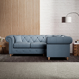 Everett Corner Sofa RH Deep Blue Walnut Feet from Roseland Furniture