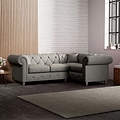 Everett Corner Sofa RH Graphite Washed Oak Feet from Roseland Furniture