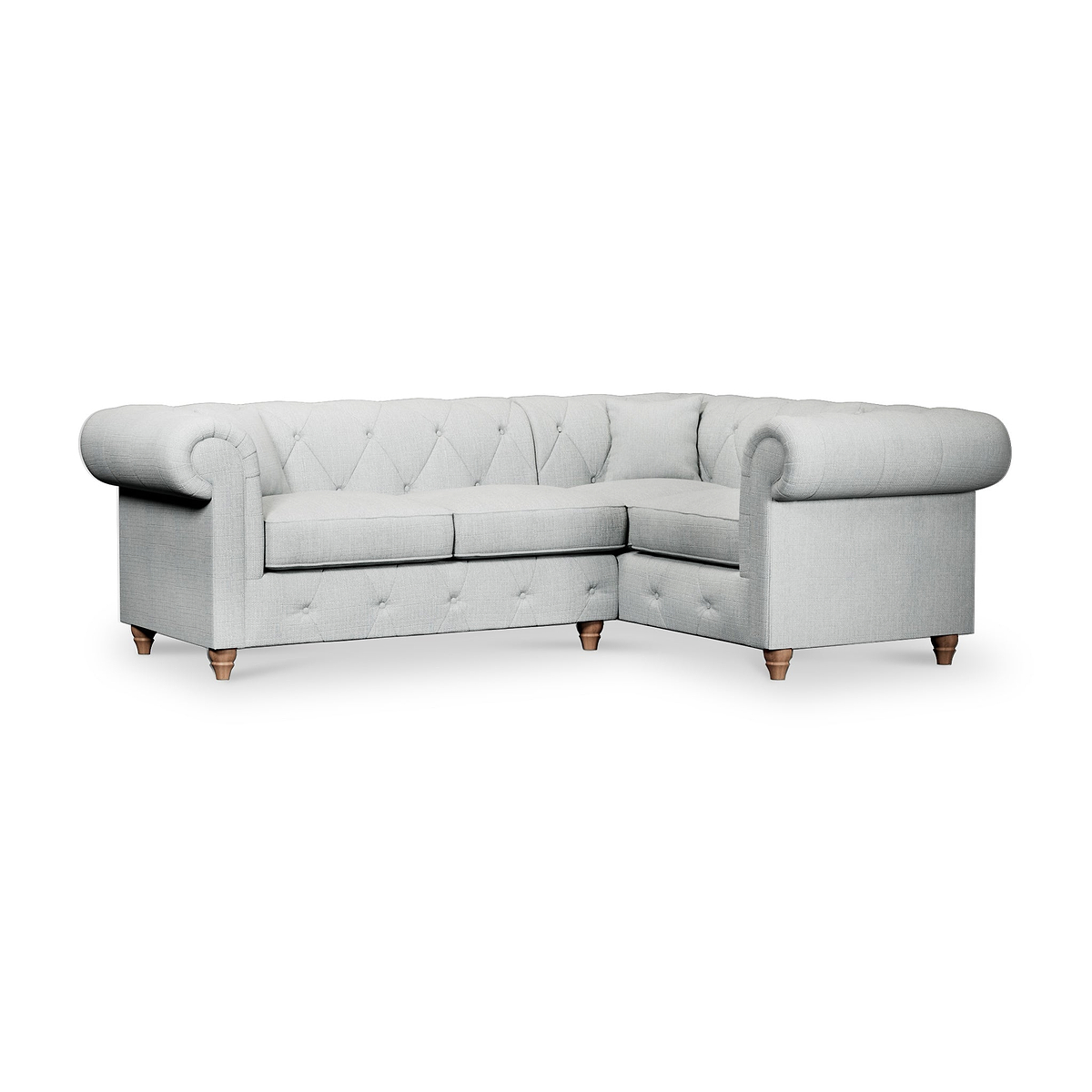 Everett Corner Sofa RH Light Blue Walnut Feet from Roseland Furniture