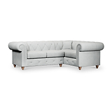 Everett Corner Sofa RH Light Blue Walnut Feet from Roseland Furniture