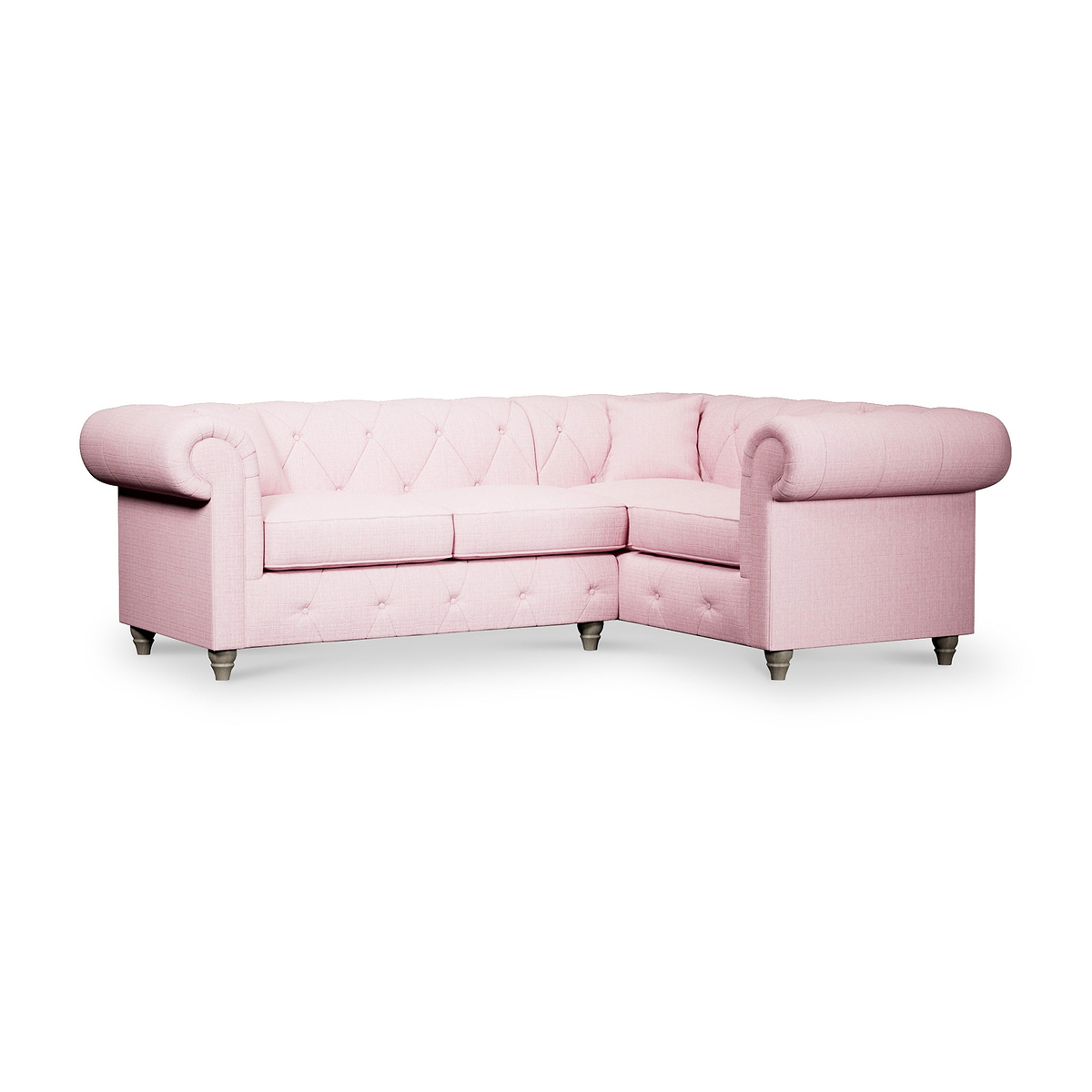 Everett Corner Sofa RH Pink Washed Oak Feet from Roseland Furniture