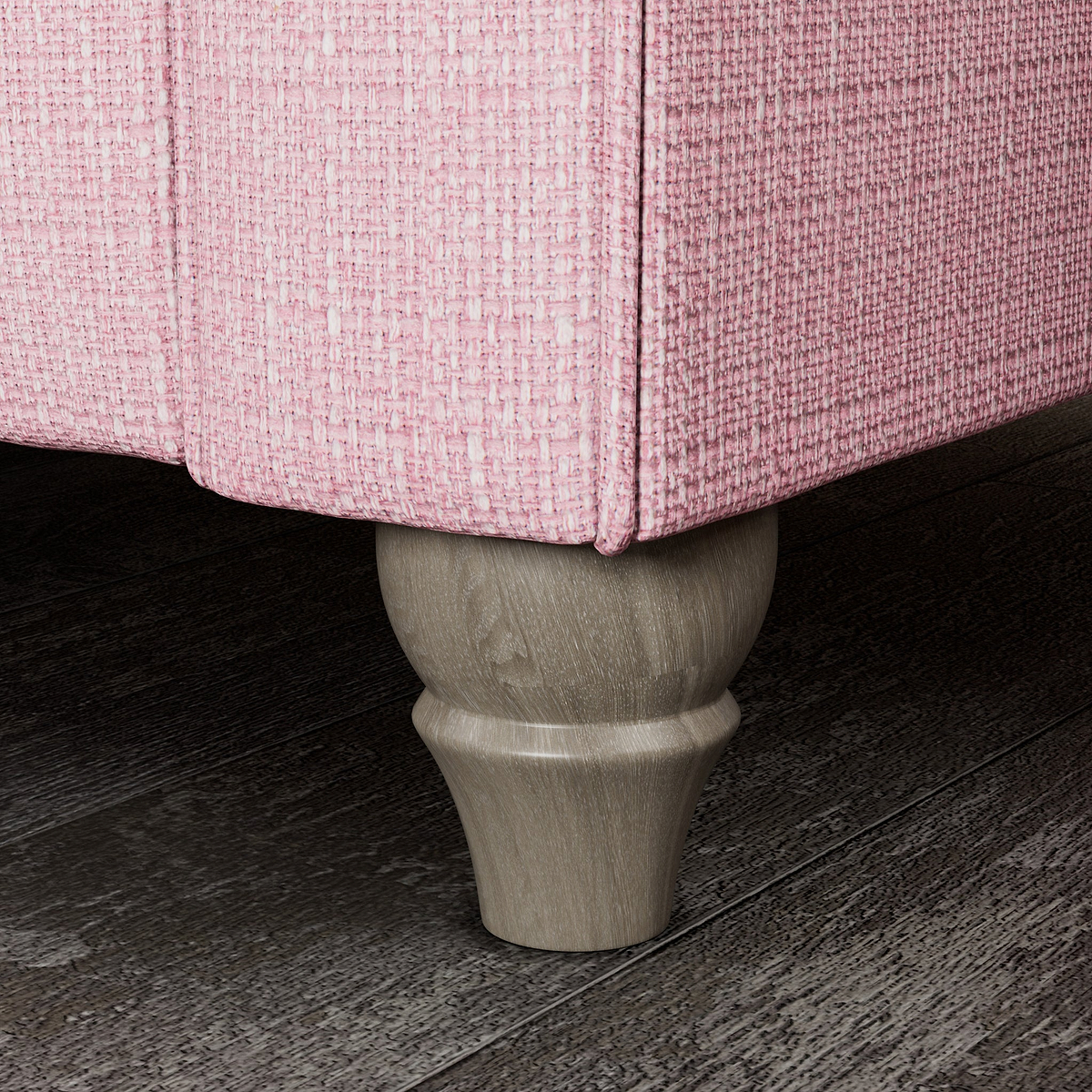 Everett Corner Sofa RH Pink Washed Oak Feet from Roseland Furniture