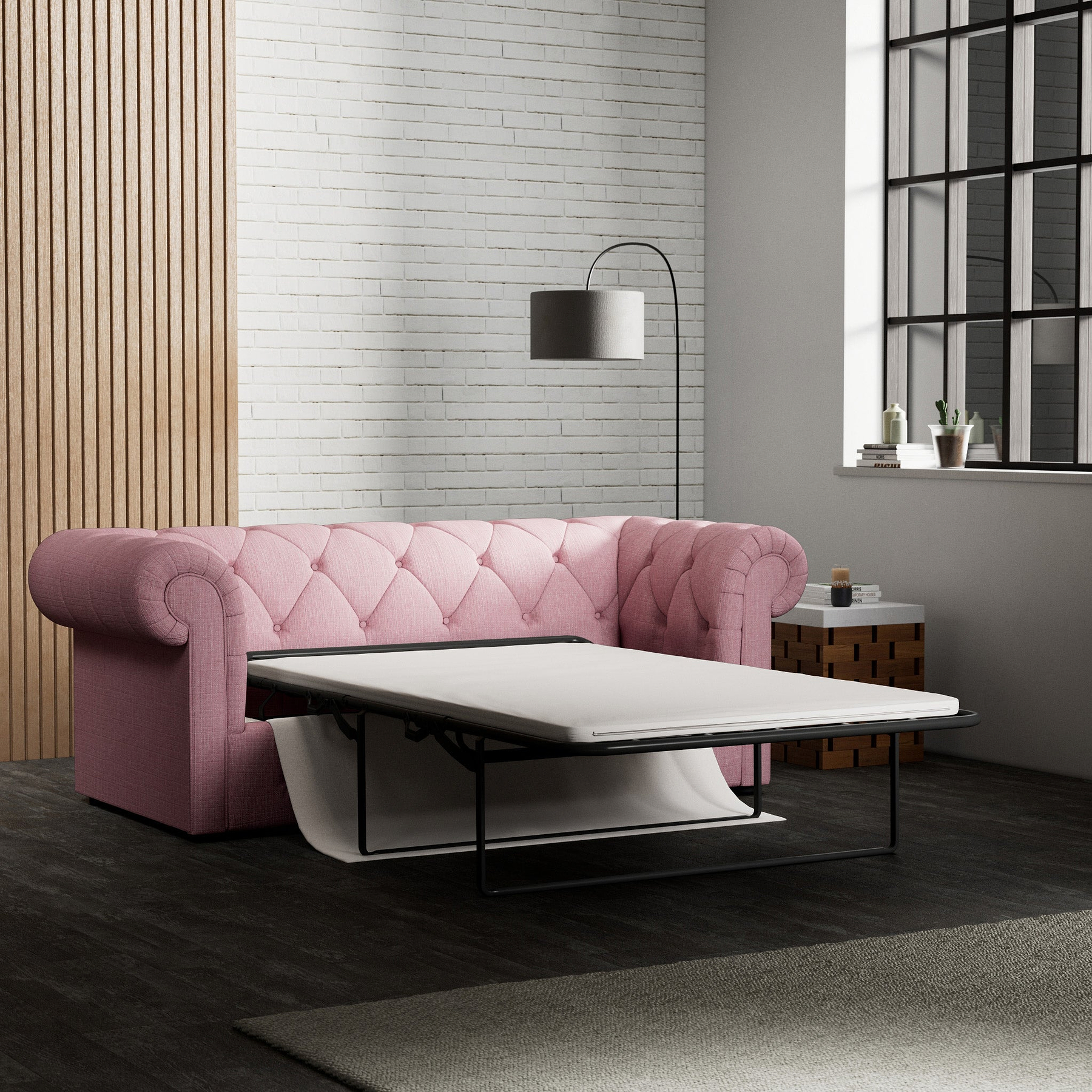 Everett 3 Seater Sofa Bed Pink from Roseland Furniture