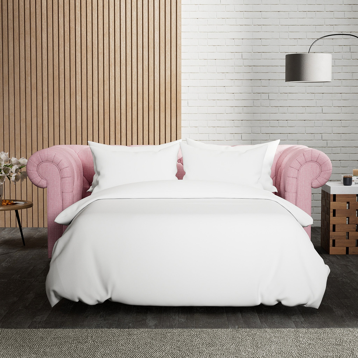 Everett 3 Seater Sofa Bed Pink from Roseland Furniture