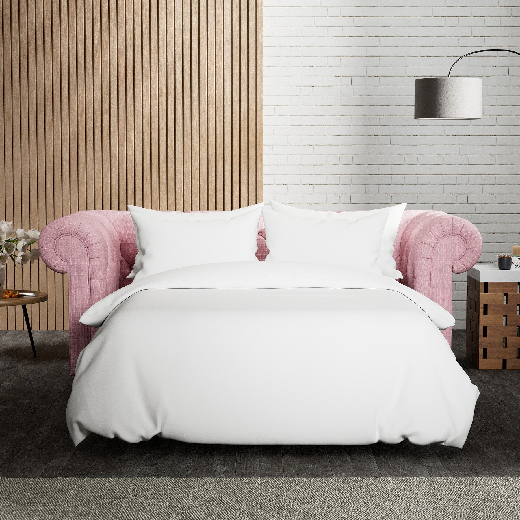 Everett 3 Seater Sofa Bed Pink from Roseland Furniture