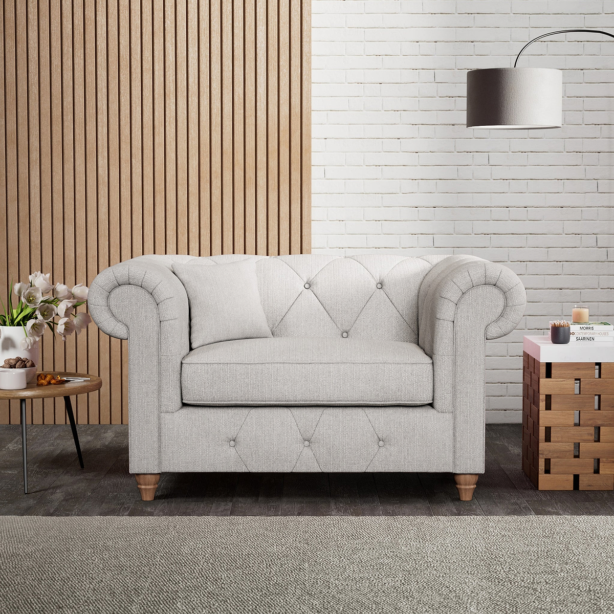 Everett Snuggler Chair Ash Walnut Feet from Roseland Furniture