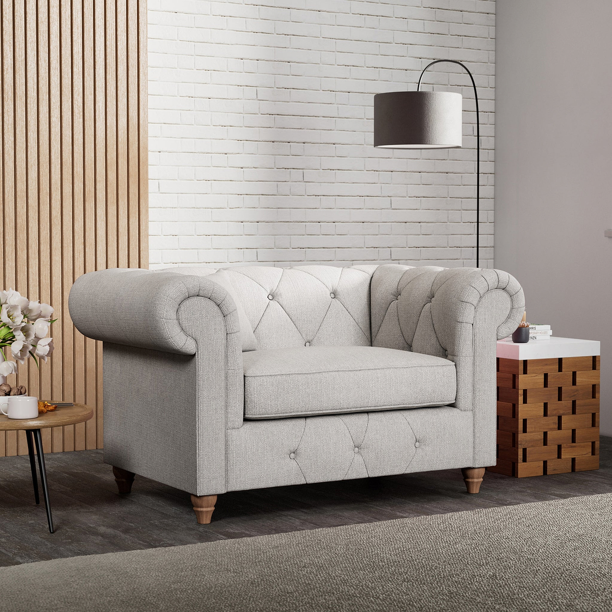 Everett Snuggler Chair Ash Walnut Feet from Roseland Furniture