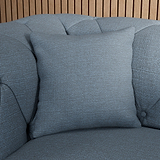 Everett Snuggler Chair Deep Blue Washed Oak Feet from Roseland Furniture