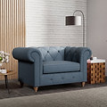 Everett Snuggler Chair Deep Blue Walnut Feet from Roseland Furniture