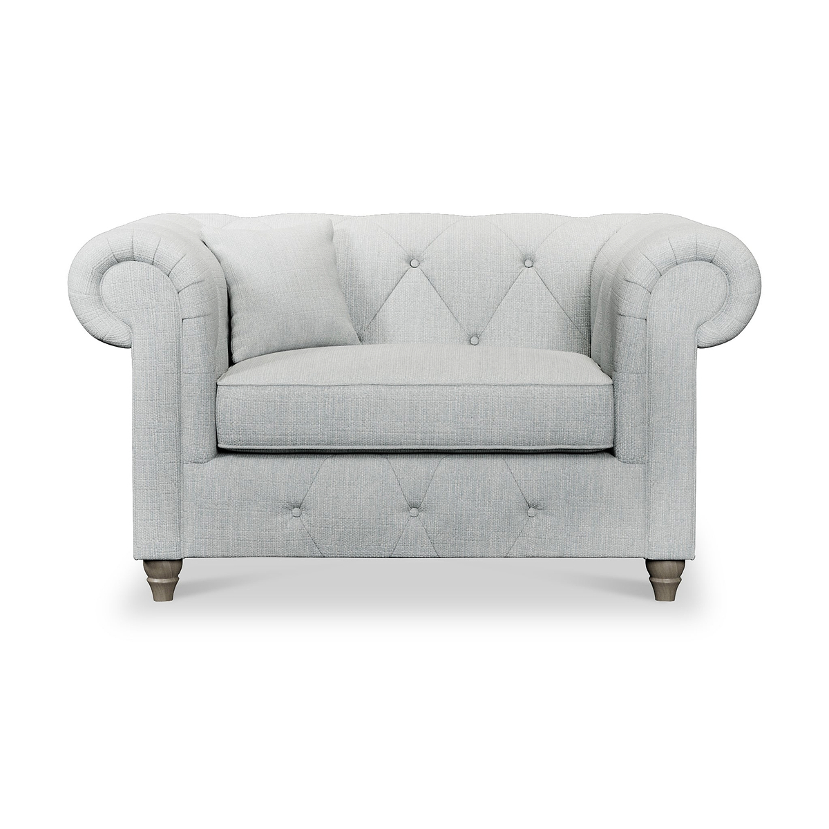 Everett Snuggler Chair Light Blue Washed Oak Feet from Roseland Furniture