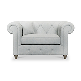 Everett Snuggler Chair Light Blue Washed Oak Feet from Roseland Furniture