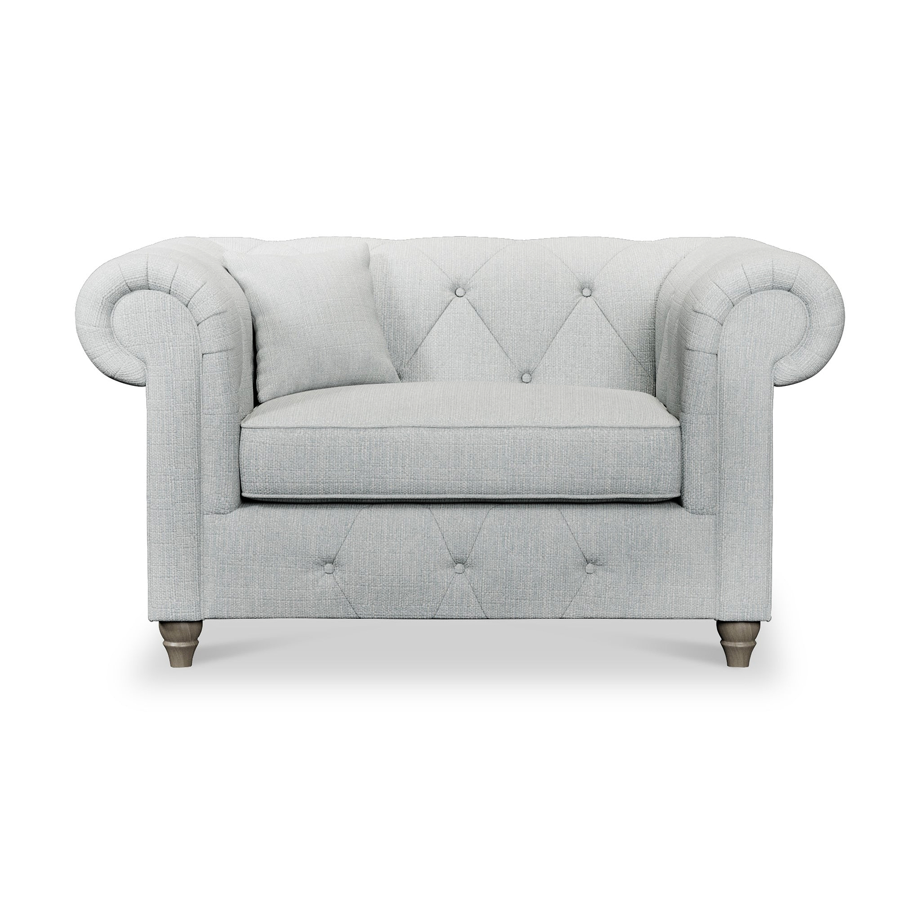 Everett Snuggler Chair Light Blue Washed Oak Feet from Roseland Furniture