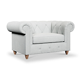 Everett Snuggler Chair Light Blue Walnut Feet from Roseland Furniture