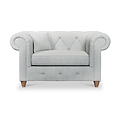 Everett Snuggler Chair Light Blue Walnut Feet from Roseland Furniture