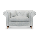 Everett Snuggler Chair Light Blue Walnut Feet from Roseland Furniture
