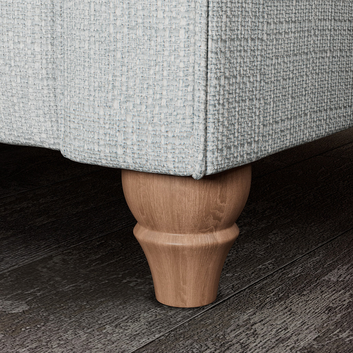 Everett Snuggler Chair Light Blue Walnut Feet from Roseland Furniture