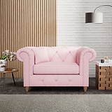 Everett Snuggler Chair Pink Walnut Feet from Roseland Furniture