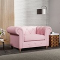 Everett Snuggler Chair Pink Walnut Feet from Roseland Furniture