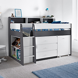 Daltrey Grey and White Single Mid Sleeper Bed from Roseland Furniture