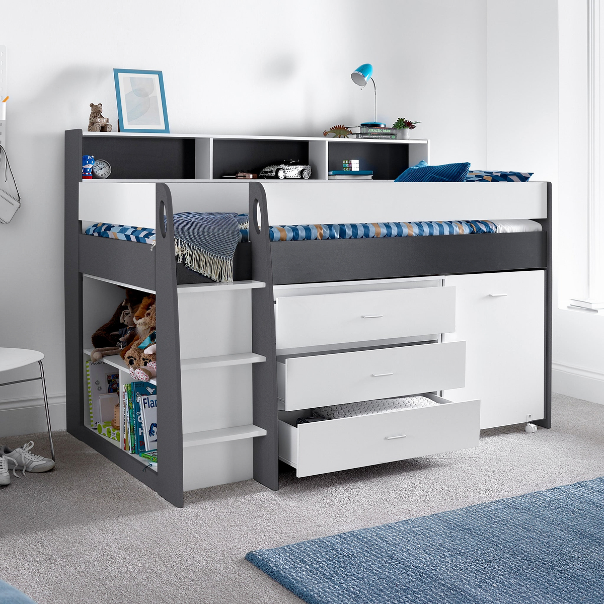 Daltrey Grey and White Single Mid Sleeper Bed