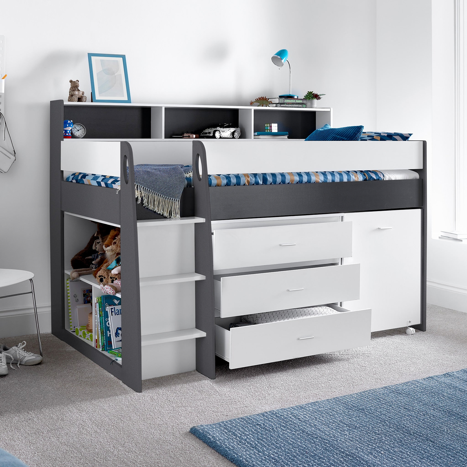 Daltrey Grey and White Single Mid Sleeper Bed