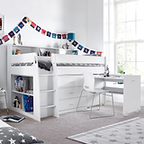 Daltrey White Single Mid Sleeper Bed for Childrens bedroom