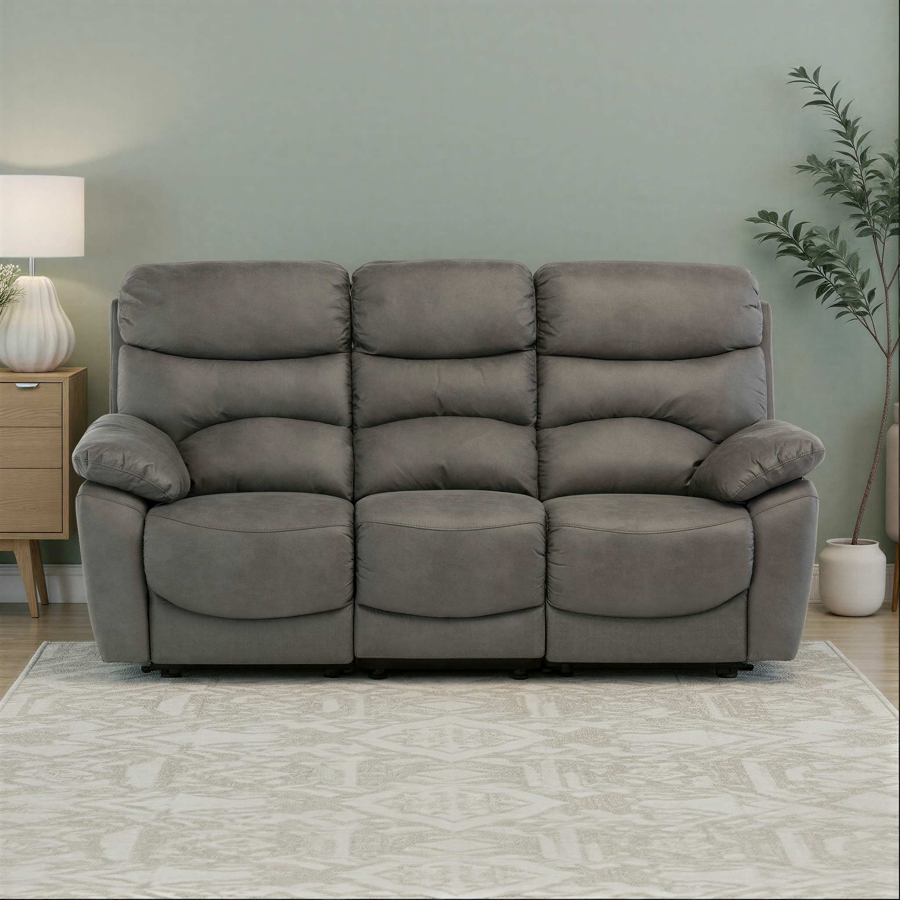 Fraser Grey Fabric Electric Reclining 3 Seater Sofa from Roseland Furniture