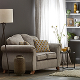 Ashwood-2-seater-sofa-ochre-cushions Grey from Roseland Furniture
