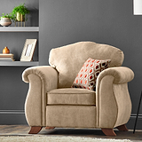 Ashwood-armchair-burnt-orange-cushions-mink from Roseland Furniture