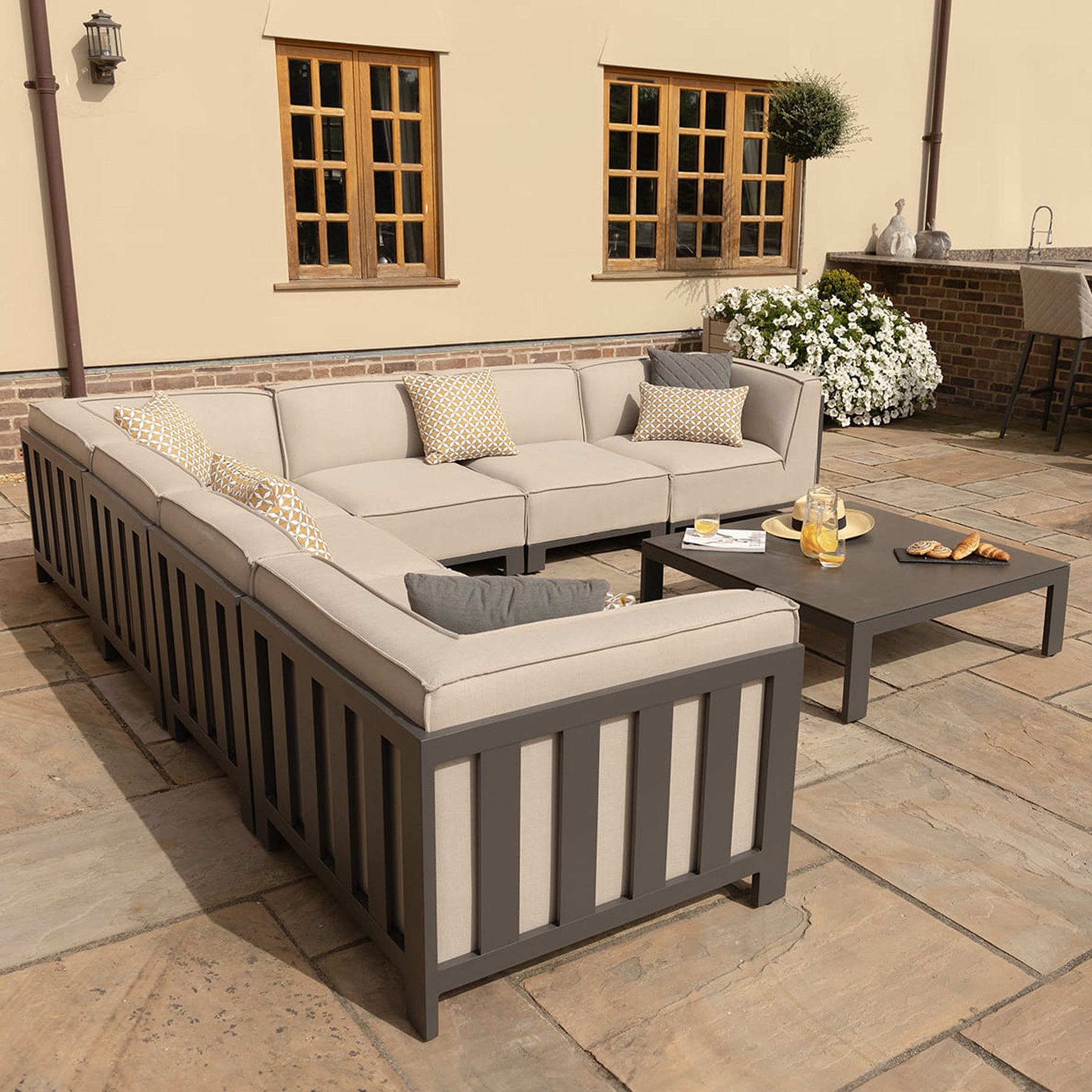 Maze Ibiza Large Outdoor Corner Sofa Set With Square Table