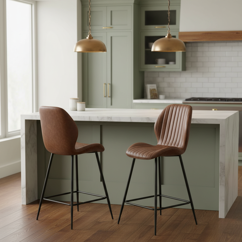 Aubette Tan Faux Leather Bar Stool from Roseland Furniture