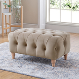 Clarence Putty Velvet Buttoned Footstool for living room