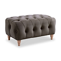 Clarence Mushroom Velvet Buttoned Footstool from Roseland Furniture