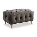 Clarence Mushroom Velvet Buttoned Footstool from Roseland Furniture