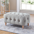 Clarence Chalk Velvet Buttoned Footstool for living room