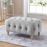 Clarence Chalk Velvet Buttoned Footstool for living room