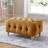 Clarence Ochre Velvet Buttoned Footstool for living room
