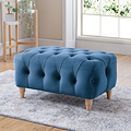 Clarence Sky Blue Velvet Buttoned Footstool for living room