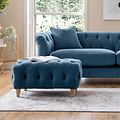 Clarence Sky Blue Velvet Buttoned Footrest