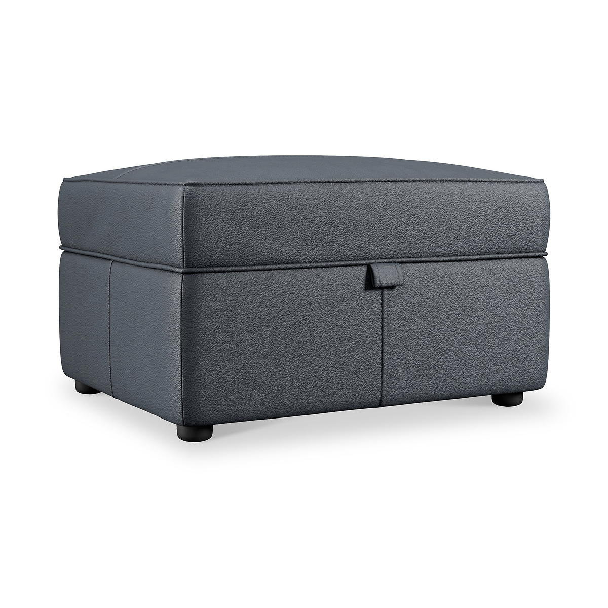 Edison Leather Storage Footstool Navy from Roseland Furniture