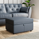 Edison Leather Storage Footstool Navy from Roseland Furniture