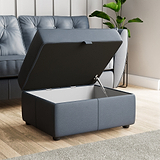 Edison Leather Storage Footstool Navy from Roseland Furniture