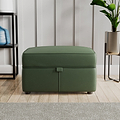 Edison Leather Storage Footstool Hunter Green from Roseland Furniture