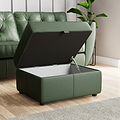 Edison Leather Storage Footstool Hunter Green from Roseland Furniture