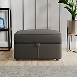 Edison Leather Storage Footstool Raven from Roseland Furniture